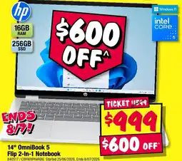 JB Hi-Fi hp 14" OmniBook 5 Flip 2-In-1 Notebook offer