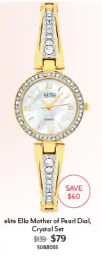 Angus & Coote elite Ella Mother of Pearl Dial, Crystal Set offer