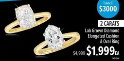 Shiels Lab Grown Diamond Elongated Cushion & Oval Ring offer