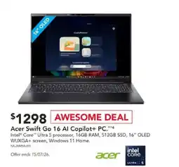Harvey Norman Acer Swift Go 16 AI Copilot+ PC offer