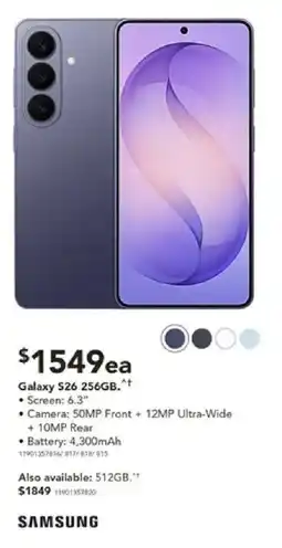 Harvey Norman Galaxy S26 256GB offer