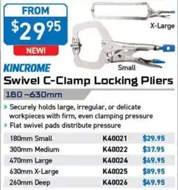 Kincrome Kincrome Swivel C-Clamp Locking Pliers offer