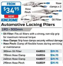 Kincrome Kincrome Automotive Locking Pliers offer