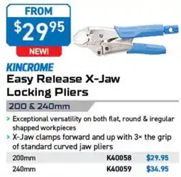 Kincrome Kincrome Easy Release X-Jaw Locking Pliers offer