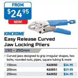 Kincrome Kincrome Easy Release Curved Jaw Locking Pliers offer