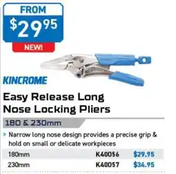 Kincrome Kincrome Easy Release Long Nose Locking Pliers offer