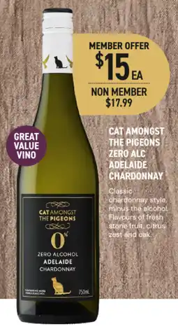 Dan Murphy's Cat amongst the pigeons Zero Alc Adelaide Chardonnay offer