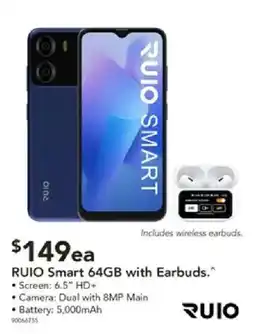 Harvey Norman RUIO Smart 64GB with Earbuds offer