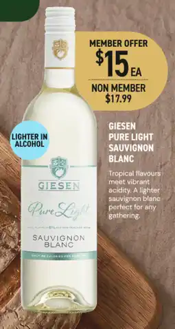 Dan Murphy's Giesen Pure Light Sauvignon Blanc offer