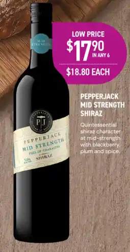 Dan Murphy's Pepperjack Mid Strength Shiraz offer