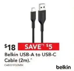 Harvey Norman Belkin USB-A to USB-C Cable offer