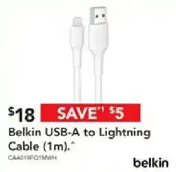 Harvey Norman Belkin USB-A to Lightning Cable offer