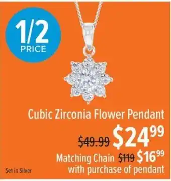 Cubic Zirconia Flower Pendant