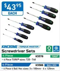 Kincrome Kincrome Torque Master Screwdriver Sets offer