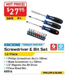 Kincrome Kincrome Torque Master Screwdriver & Bit Set offer