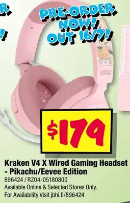 JB Hi-Fi Kraken V4 X Wired Gaming Headset - Pikachu/Eevee Edition offer