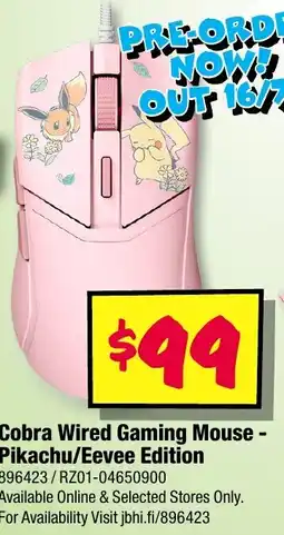 JB Hi-Fi Cobra Wired Gaming Mouse - Pikachu/Eevee Edition offer