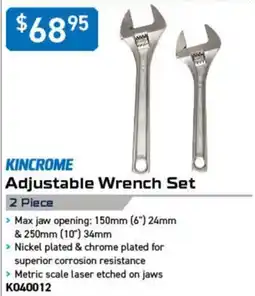 Kincrome Kincrome Adjustable Wrench Set offer