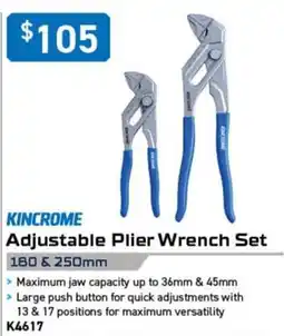 Kincrome Kincrome Adjustable Plier Wrench Set offer