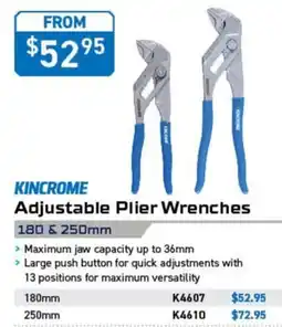 Kincrome Kincrome Adjustable Plier Wrenches offer