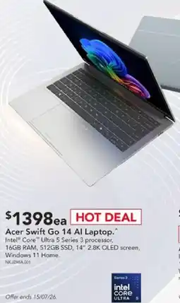 Harvey Norman Acer Swift Go 14 AI Laptop offer