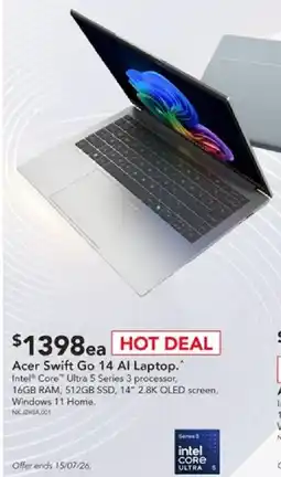Harvey Norman Acer Swift Go 14 AI Laptop offer