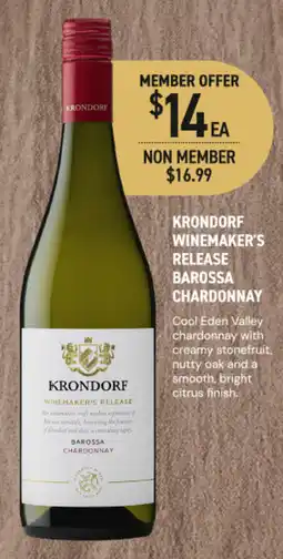 Dan Murphy's Krondorf Winemaker's Release Barossa Chardonnay offer