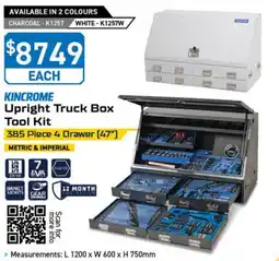 Kincrome Upright Truck Box Tool kit offer