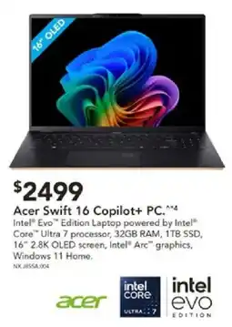 Harvey Norman Acer Swift 16 Copilot+ PC offer
