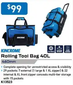 Kincrome Kincrome Rolling Tool Bag 40L offer