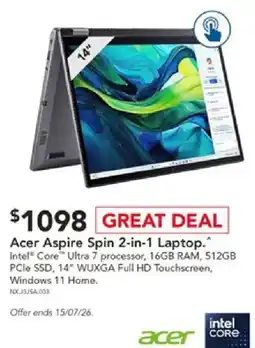 Harvey Norman Acer Aspire Spin 2-in-1 Laptop offer
