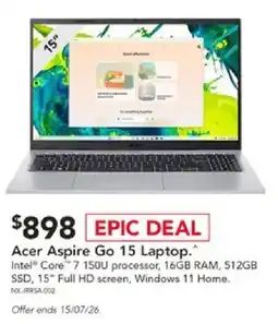 Harvey Norman Acer Aspire Go 15 Laptop offer