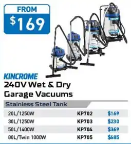 Kincrome Kincrome 240V Wet & Dry Garage Vacuums offer