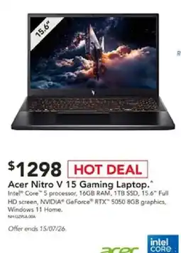 Harvey Norman Acer Nitro V 15 Gaming Laptop offer