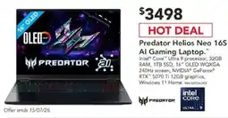 Harvey Norman Predator Helios Neo 16S AI Gaming Laptop offer