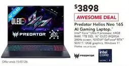 Harvey Norman Predator Helios Neo 16S AI Gaming Laptop offer
