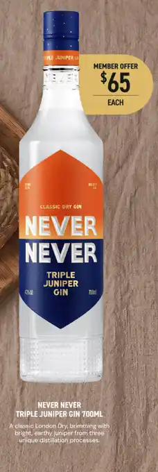 Dan Murphy's Never Never Triple Juniper Gin offer