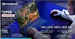 Harvey Norman Acer Helios Neo 16S AI Gaming Laptop offer