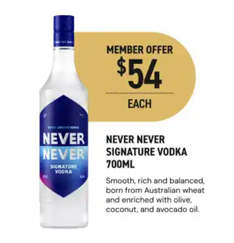 Dan Murphy's Never Never Signature Vodka offer