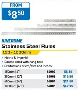 Kincrome Kincrome Stainless Steel Rules offer