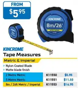 Kincrome Kincrome Tape Measures offer