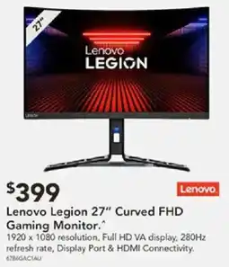 Harvey Norman Lenovo Legion 27" Curved FHD Gaming Monitor offer