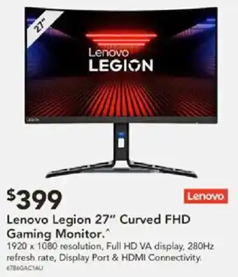 Lenovo Legion 27" Curved FHD Gaming Monitor