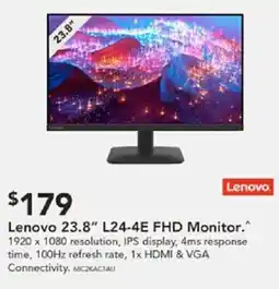 Harvey Norman Lenovo 23.8" L24-4E FHD Monitor offer