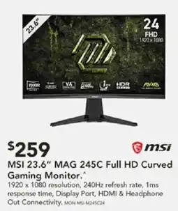 Harvey Norman msi 23.6" mag 245c full hd curved gaming monitor offer