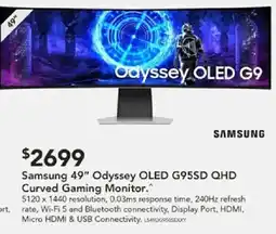 Harvey Norman Samsung 49" Odyssey OLED G95SD QHD Curved Gaming Monitor offer