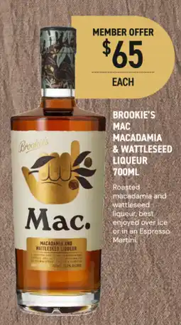 Dan Murphy's Brookie's Mac Macadamia & Wattleseed Liqueur offer