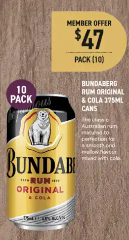 Dan Murphy's Bundaberg Rum Original & Cola offer