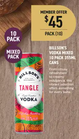 Dan Murphy's Billson's Vodka Mixed Pack offer