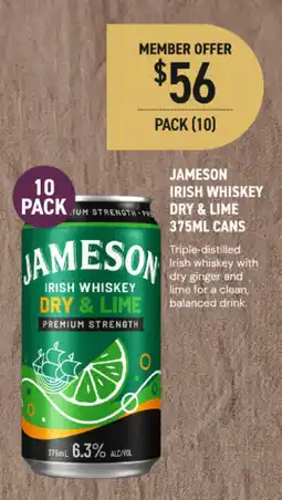 Dan Murphy's Jameson Irish Whiskey Dry & Lime offer
